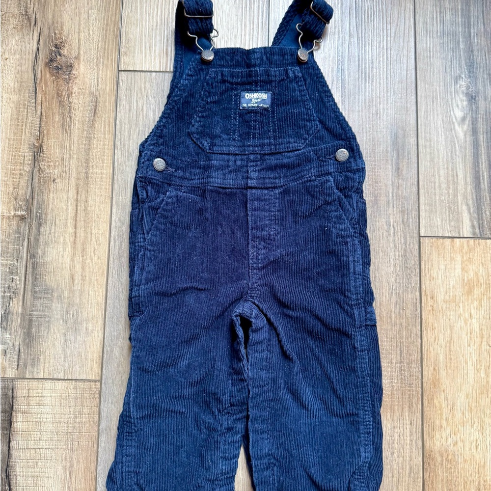 OshKosh B'gosh Navy Blue Corduroy Baby Overalls | 12 mo | EUC | 100% cotton